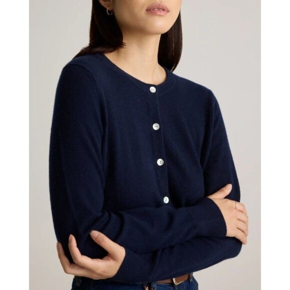 Quinice Mongolian Cashmere Cardigan Sweater XL True Navy - Picture 1 of 6